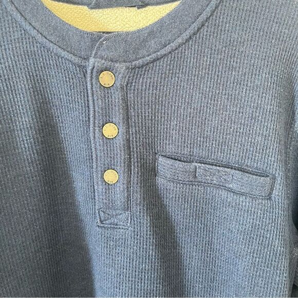 L.L.Bean Navy Katahdin Iron Works Bonded Waffled Fleece Henley Pullover Sweater - Picture 11 of 11